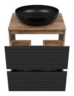 Напольная тумба под раковину Brevita Dakota DAK-07060-19/02-2Я 60см дуб Галифакс олово/чёрный